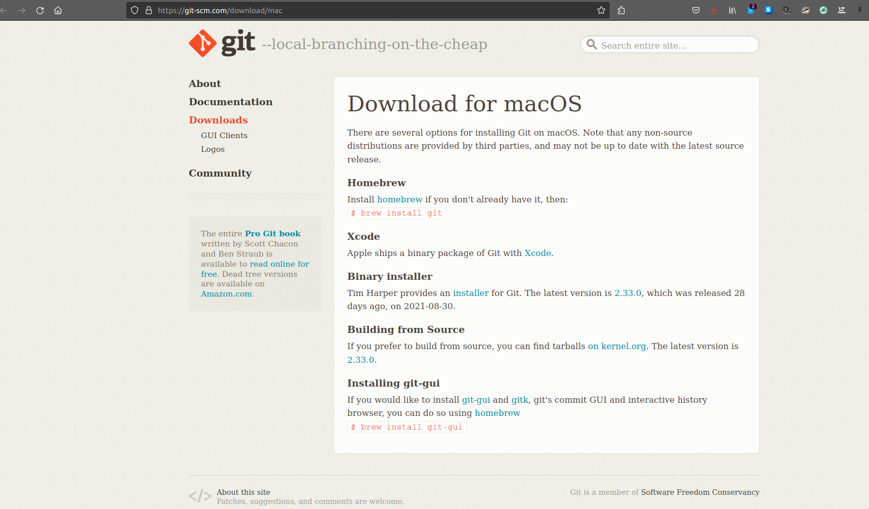 Instal Git pars MAC